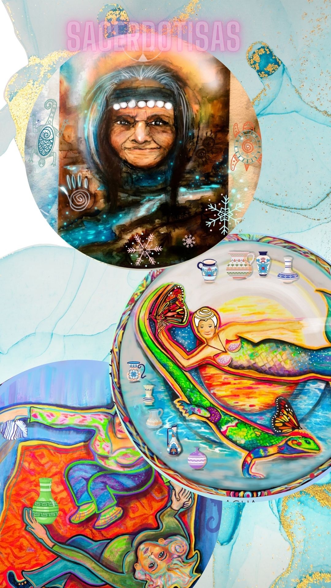 ### **Características simbólicas del Tarot Chamanas**
El *Tarot Chamanas* es una obra que combina arte visionario, arquetipos femeninos y sabiduría chamánica en cada carta. Diseñado como un camino